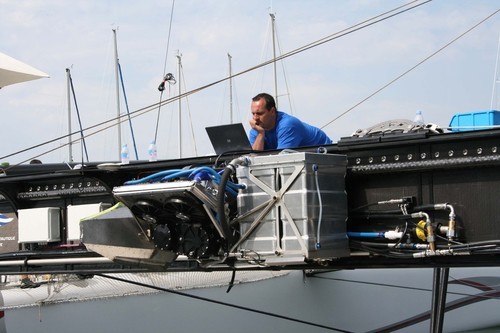 Alinghi’s engine - provides hydraulic power also drives her ballast pumps  © David Lenoir
